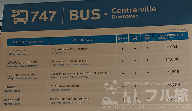 モントリオール空港からダウンタウンまでの行き方は747バスがお薦め