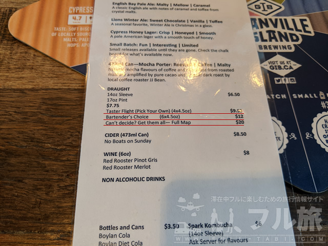 グランビルアイランドブリューイングでビール試し飲みメニューが最高に旨い！店内も居心地良し